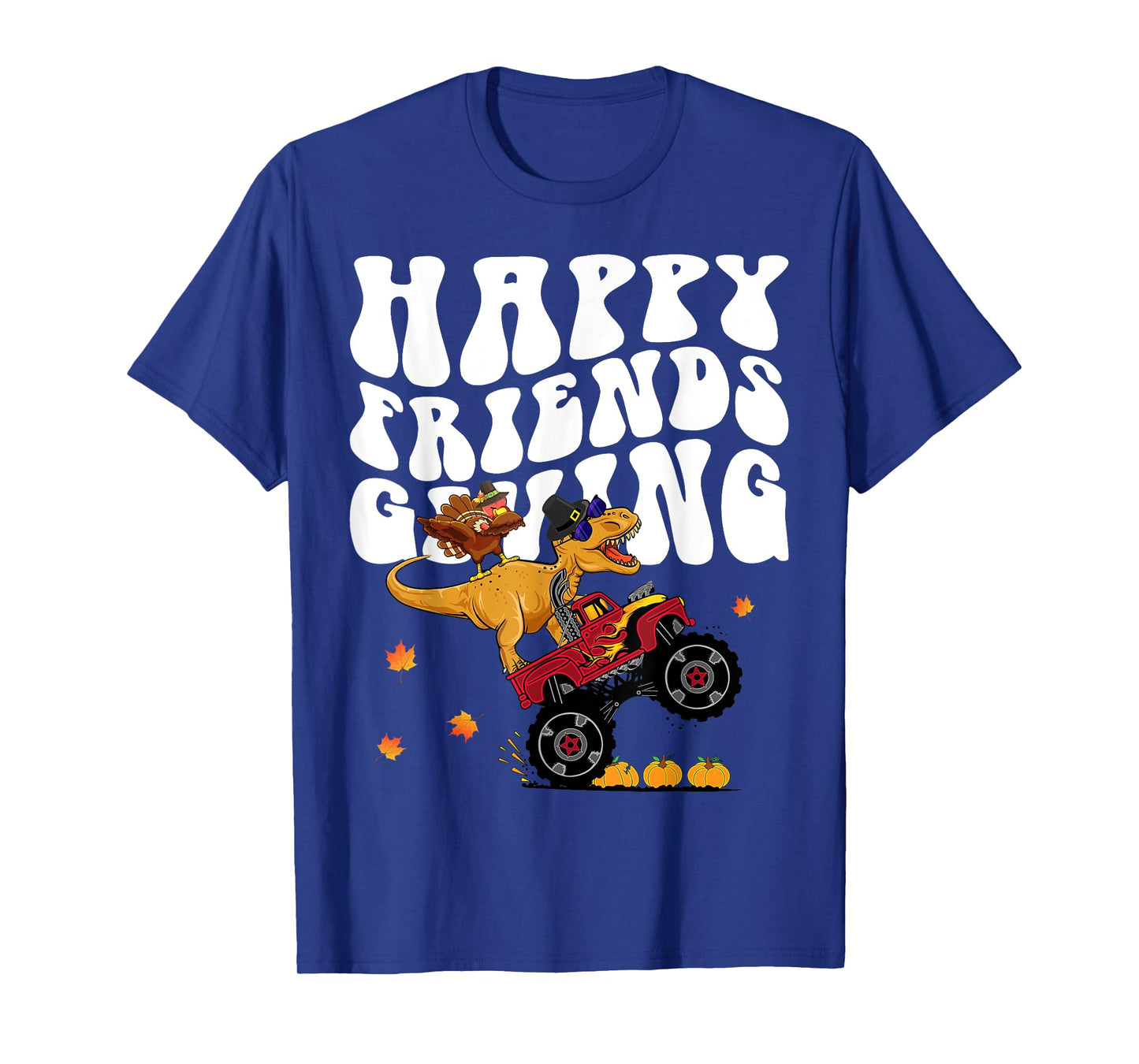 Funny Happy Friendsgiving Monster Truck Dinosaur Turkey Dab T-Shirt