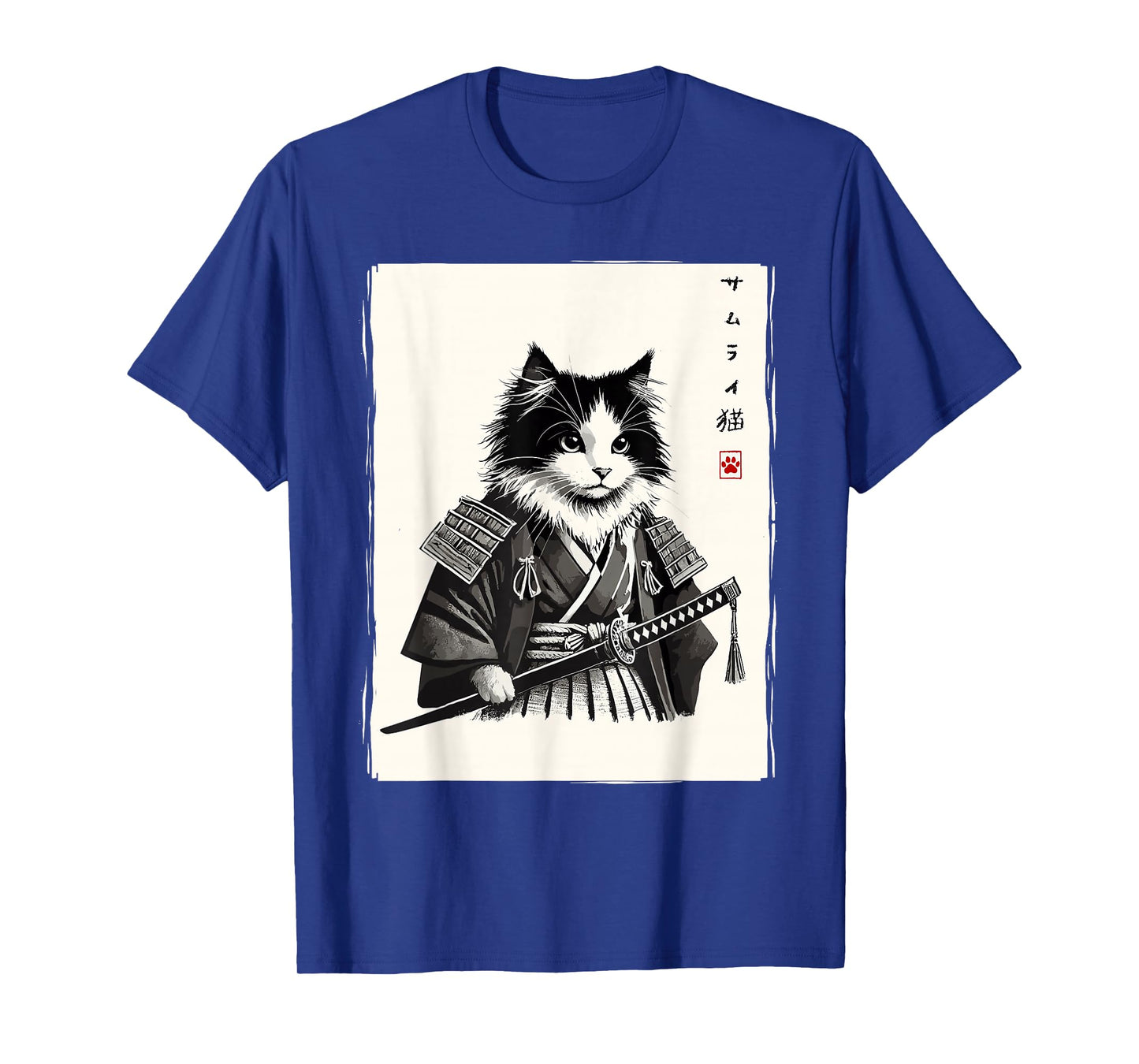 Samurai Cat Japanese Novelty Men Women Kids Funny T-Shirt