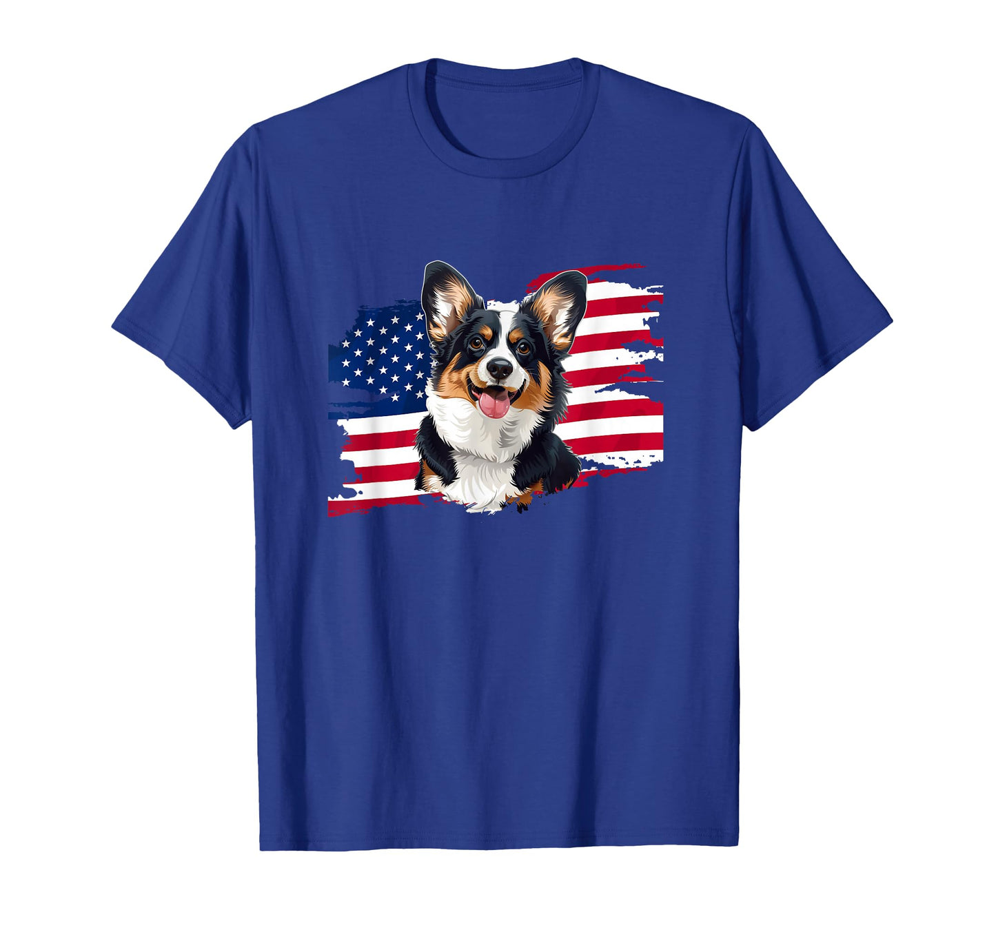 American USA Flag 4th July Fourth Black Tricolor Corgi Lover T-Shirt
