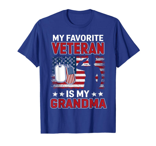 My Favorite Veteran Is My Grandma Usa Flag Veterans Day T-Shirt