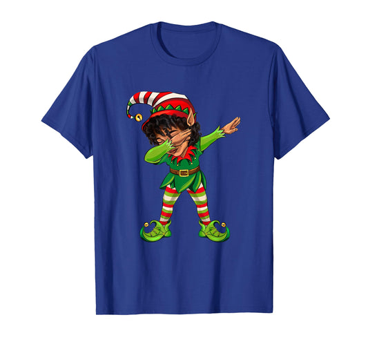 Cute African American Dabbing Elf Black Elf Christmas Party T-Shirt