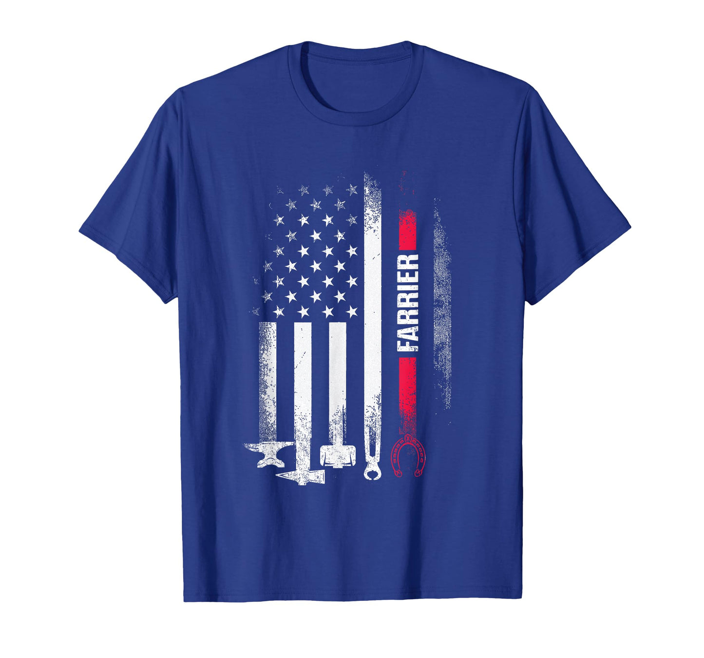 Farrier US Flag Horseshoe Hoof Trimming Equine Shoeing T-Shirt
