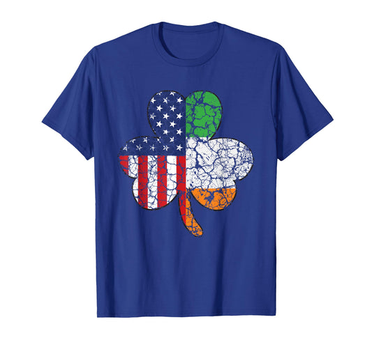St Patricks Day Irish American Flag Shamrock Women Kids Men T-Shirt