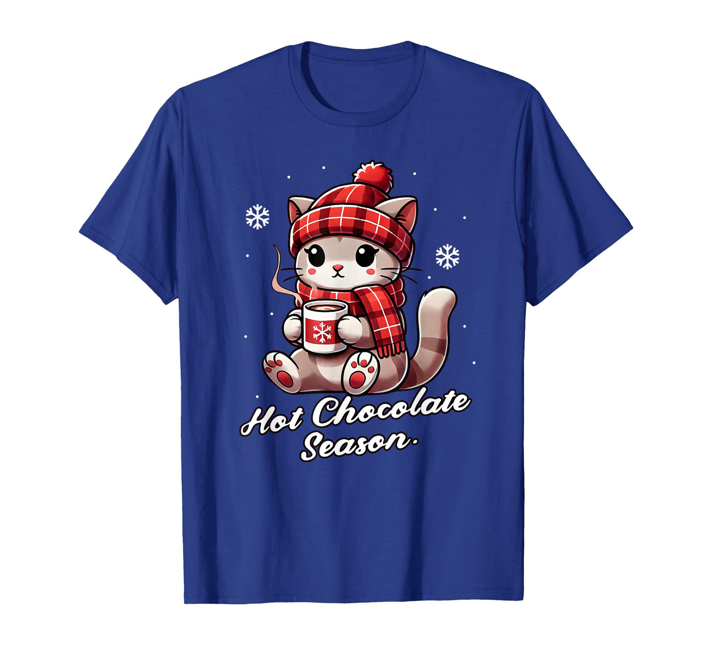 Funny Cat Hot Choco Season Merry Christmas Mom Dad Kids T-Shirt