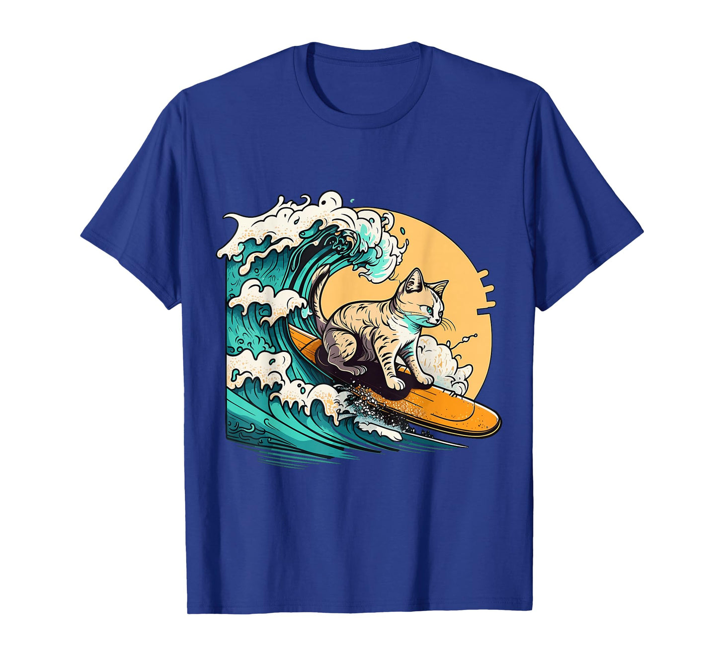 Surfer Cat, Cat On Surfboard, Cat Riding Wave, Funny Surfing T-Shirt