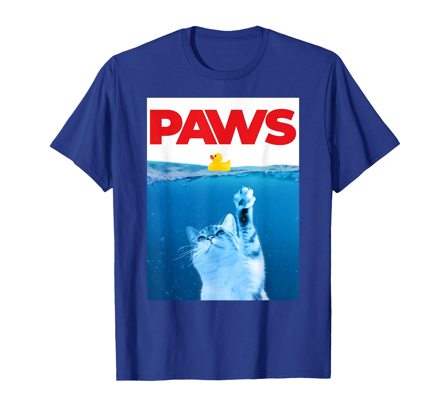PAWS Cat Yellow Rubber Duck Paws Parody Funny Cat Lover T-Shirt