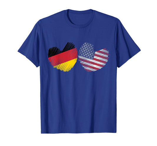 Germany USA Heart German Flag American Flag Grunge Heart T-Shirt