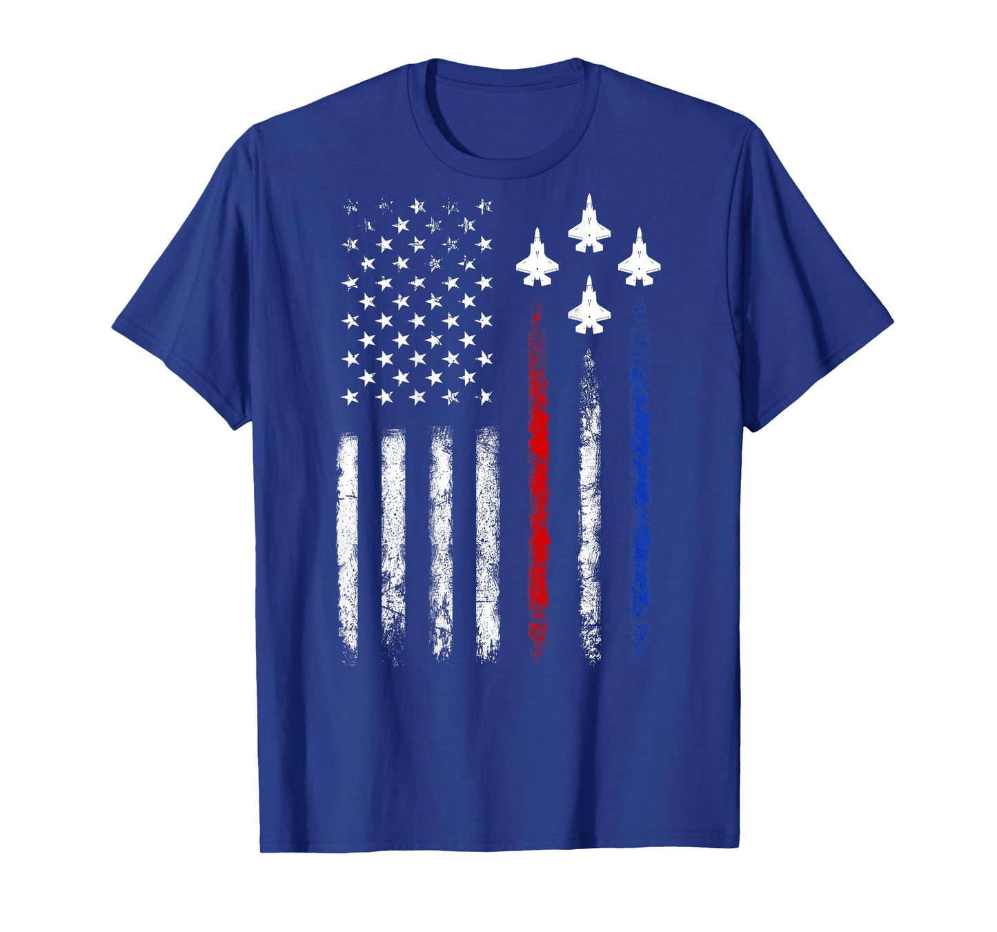 (On Back) Patriotic Shirts USA Flag Fighter Jet 4th of July T-Shirt