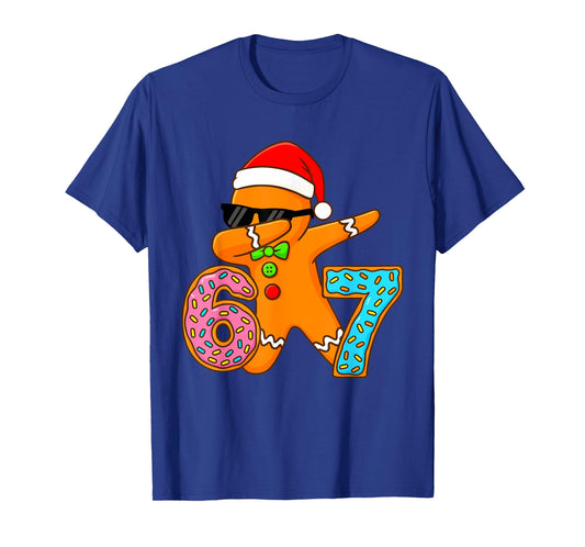 Six Seven Bruh Gingerbread Dabbing Funny Christmas 6 7 Meme T-Shirt