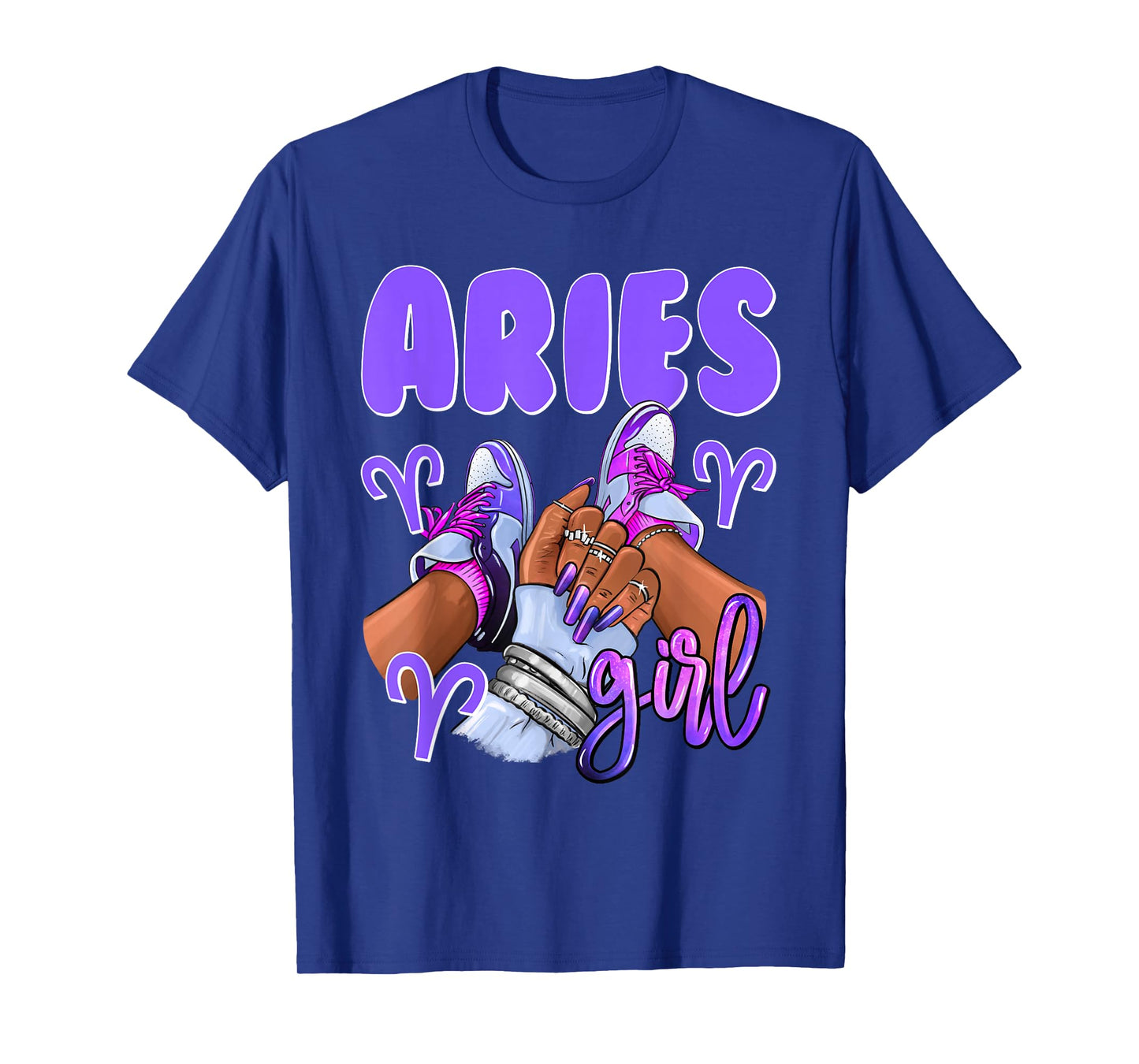 Aries Girl African American Women Sneakers Zodiac T-Shirt