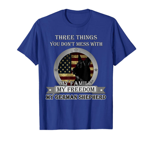 Black German Shepherd American flag Three Things you don't T-Shirt
