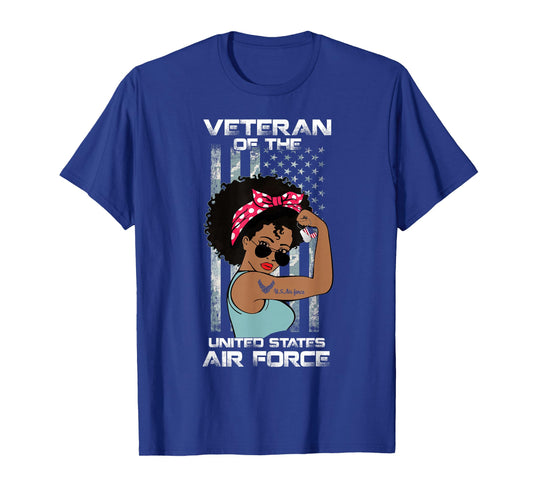African American Air Force Veteran Female Shirt Melanin USAF T-Shirt