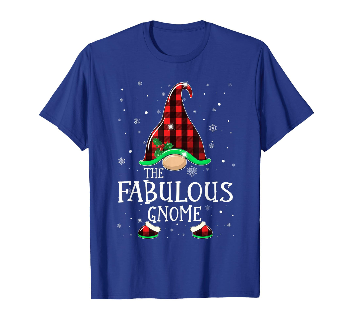 Funny FABULOUS Gnome Buffalo Plaid Matching Christmas Pajama T-Shirt