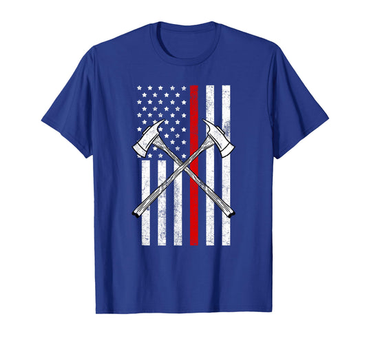 Axe Thin Red Line US Flag Cool Firefighter USA Fireman Gift T-Shirt