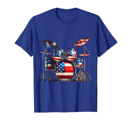 American Flag Drum Drumset 4th of July USA Patriotic Drummer T-Shirt