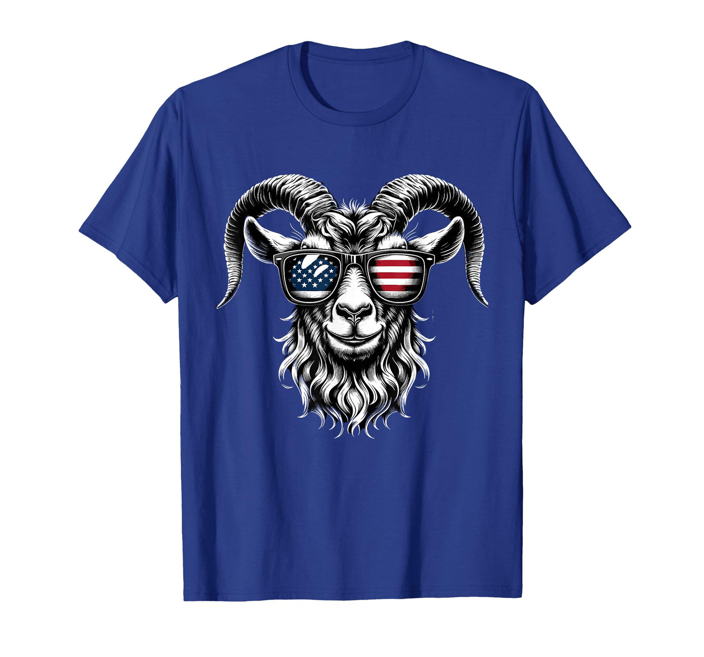 Patriotic Goat American Flag Sunglasses T-Shirt