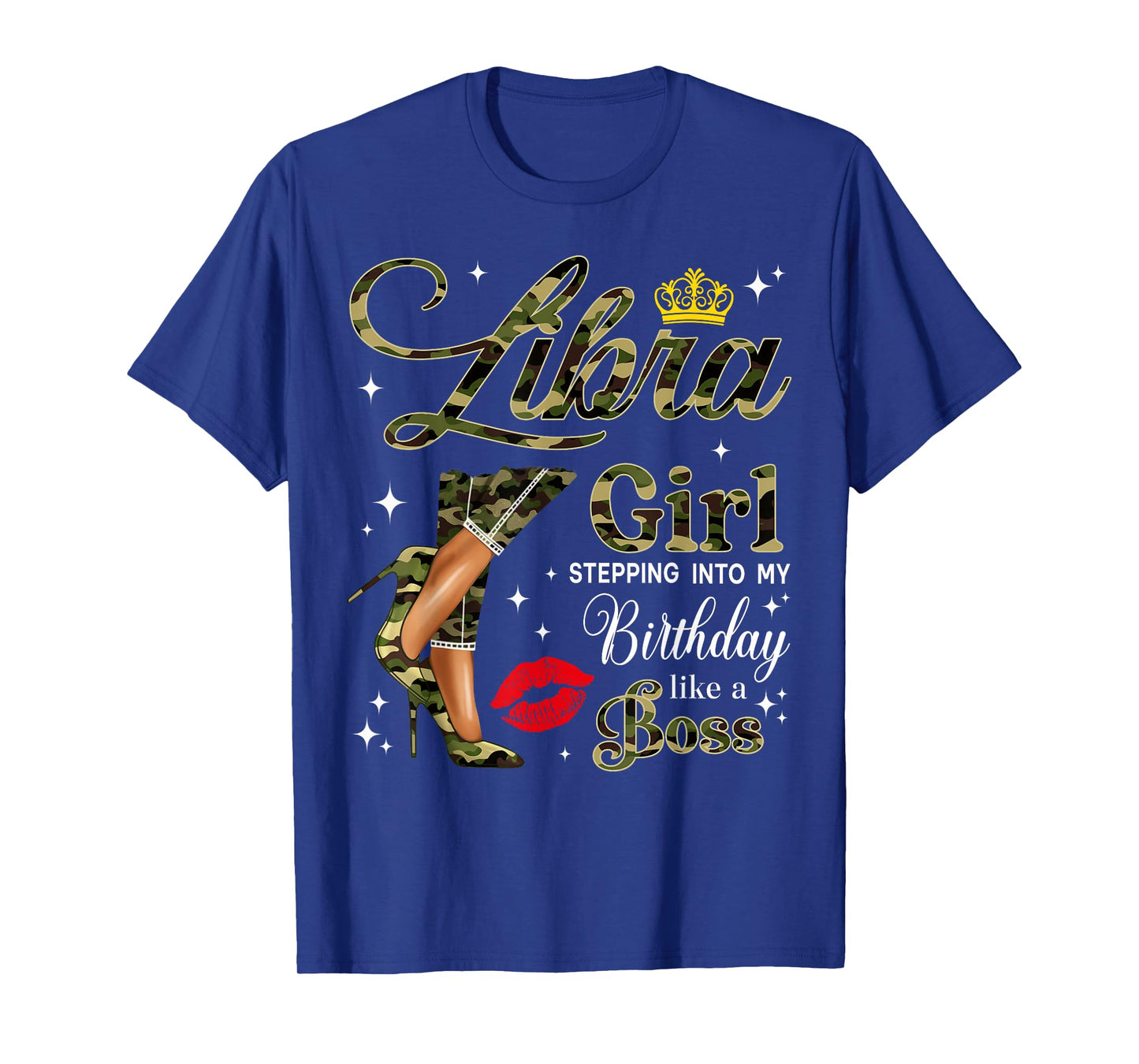 Libra Girl Camouflage Black Woman Camo Heels Zodiac T-Shirt