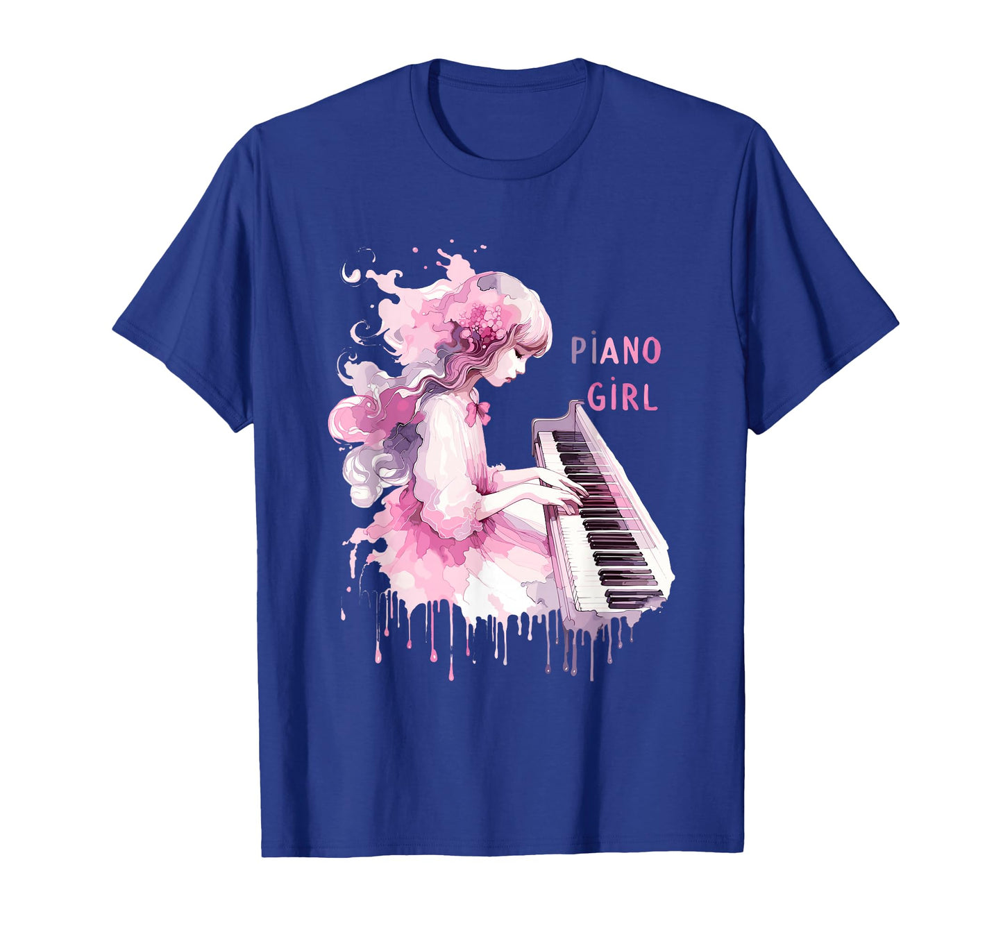 Cute Watercolor Piano Girl Pianist Keyboard Musician Music T-Shirt