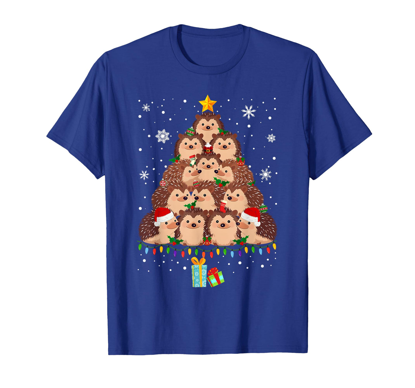 Cute Hedgehog Christmas Tree Funny Pajamas Xmas for Family T-Shirt