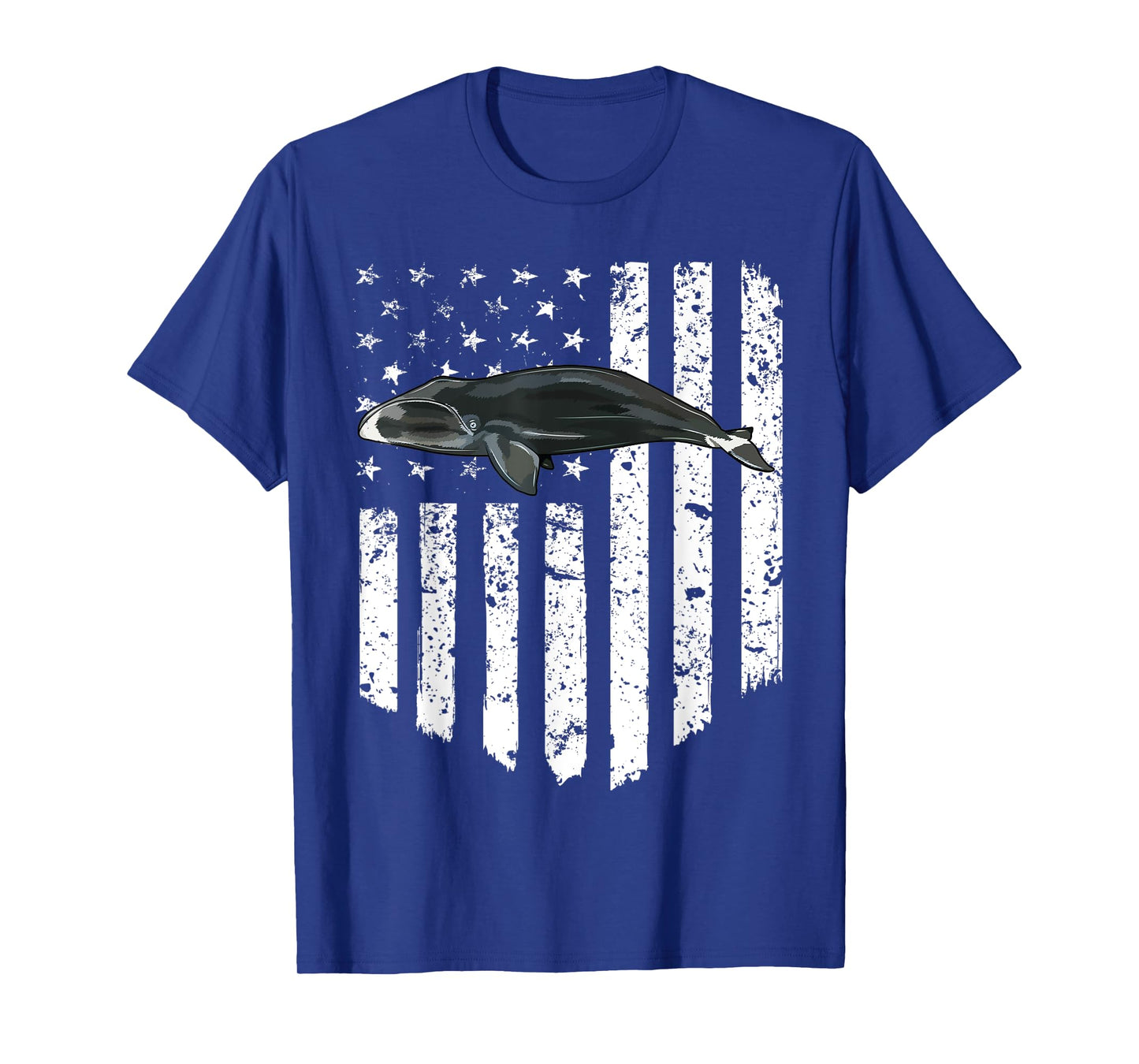 White American Flag Bowhead Whale 4th Of July T-Shirt