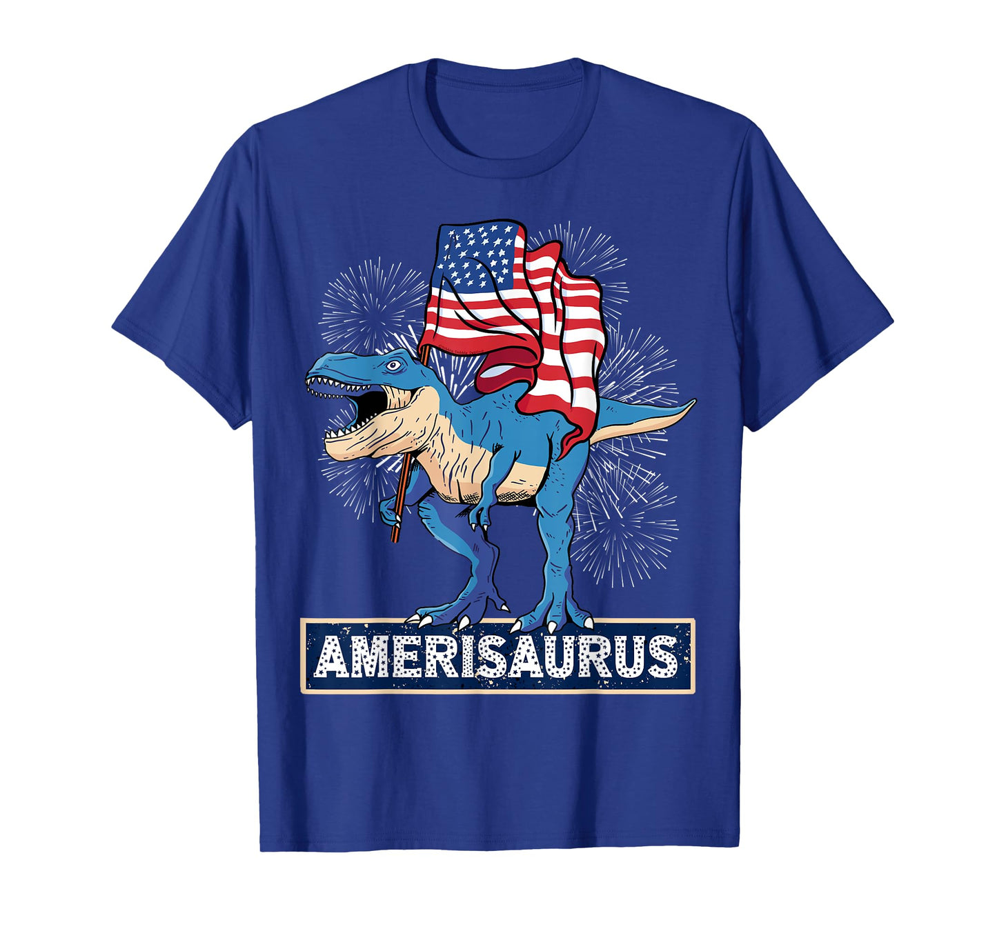 Patriotic AmeriSaurus USA Flag Boys Girls Kids 4th of July T-Shirt