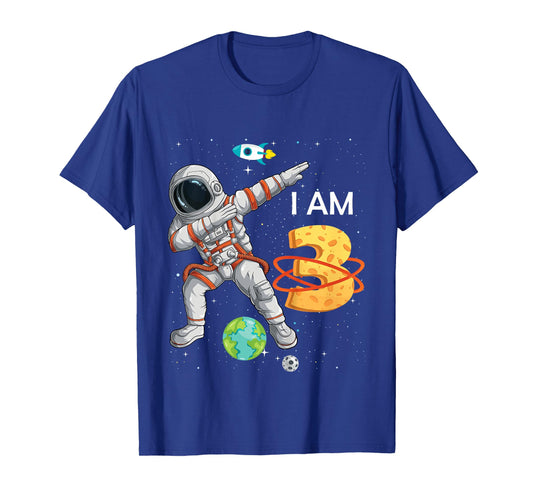 Kids 3 Years Old Birthday Boy Astronaut Space 3rd B-Day T-Shirt