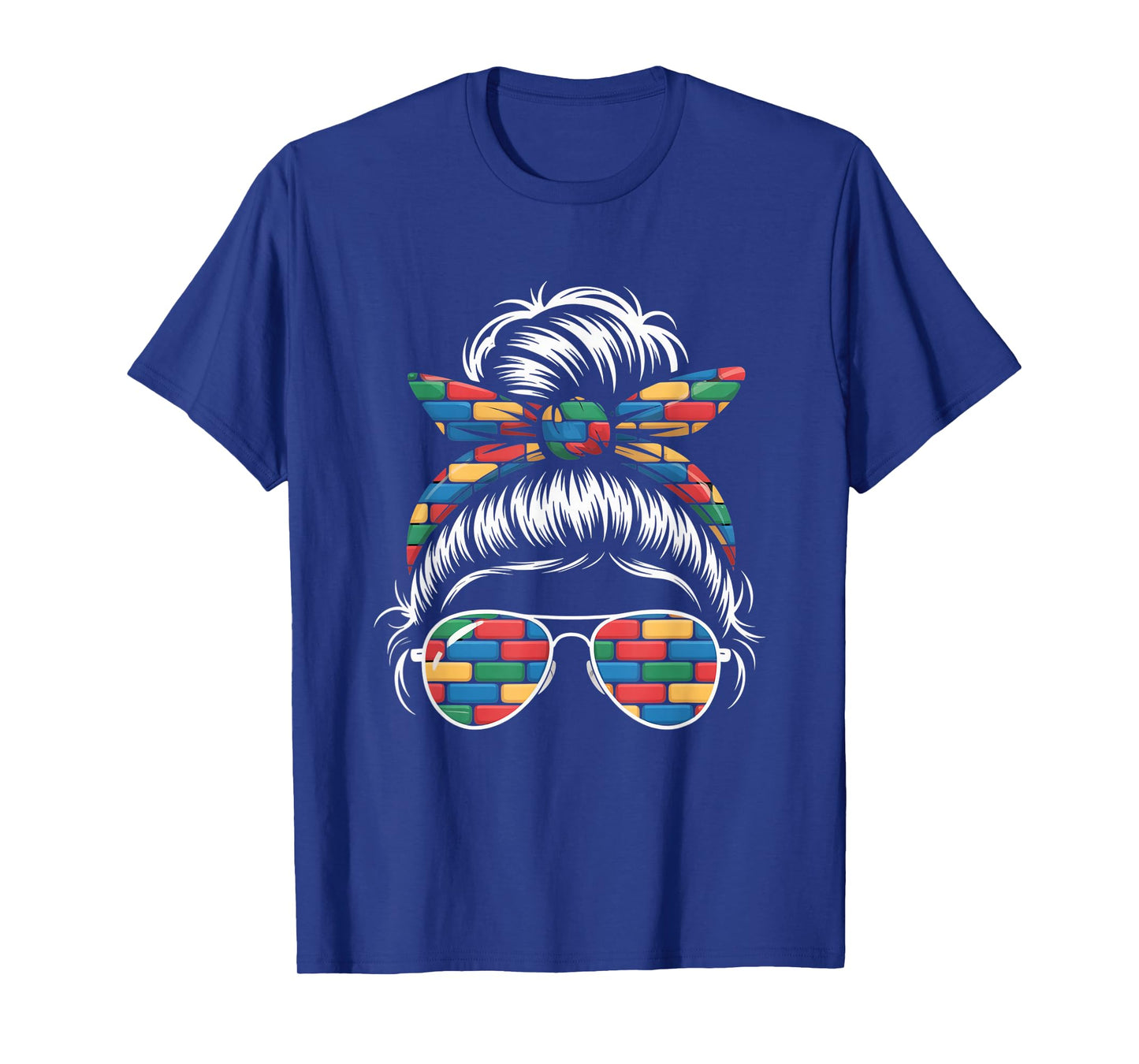 Building Block Messy Bun Mom Life Mothers Day Master Builder T-Shirt