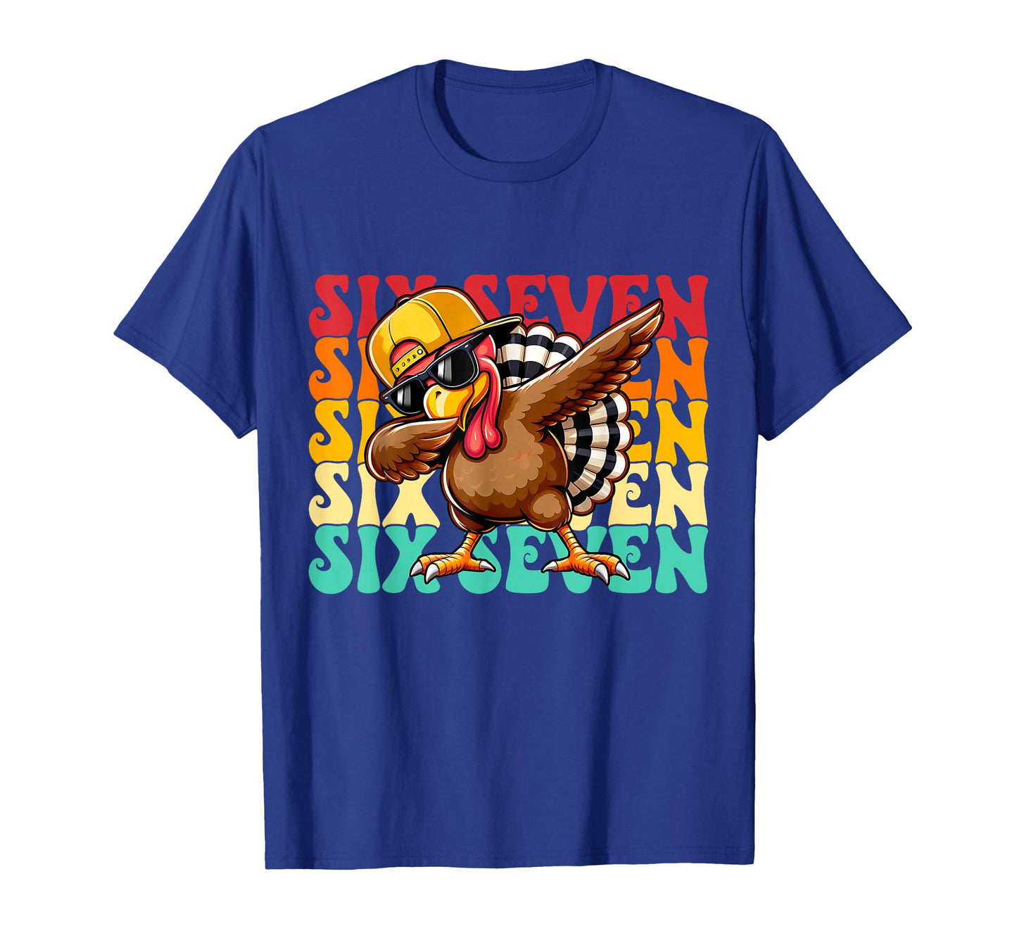 Funny Dabbing Turkey Six Seven 6 7 Squad Thanksgiving Day T-Shirt