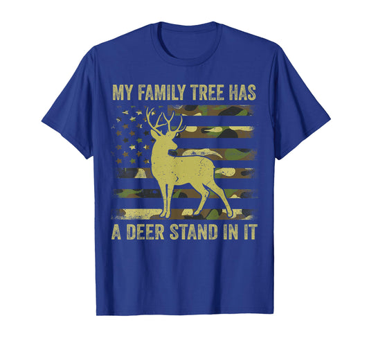 Men's Camo Deer Hunting Dad Jokes Family Tree Has Deer Stand T-Shirt
