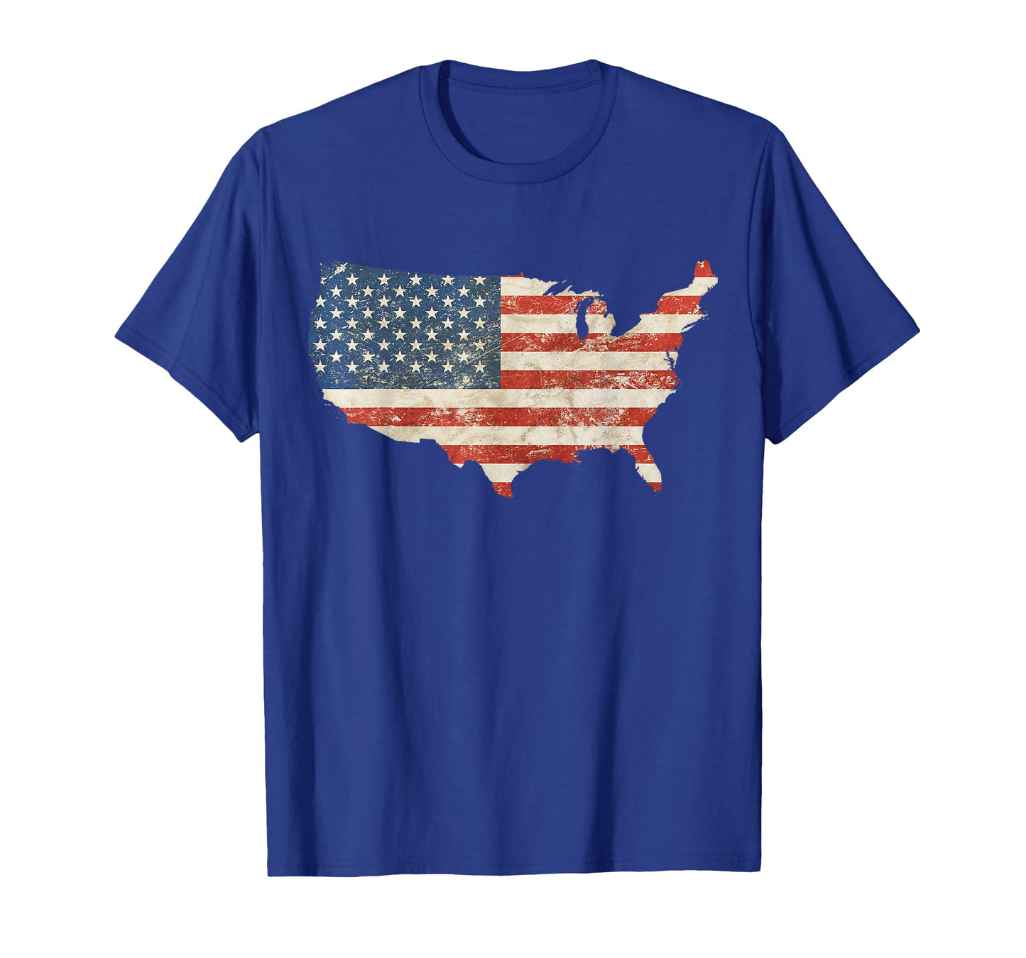 US Map Shaped Grunge Vintage Faded American Flag T-Shirt for Women Kids Men