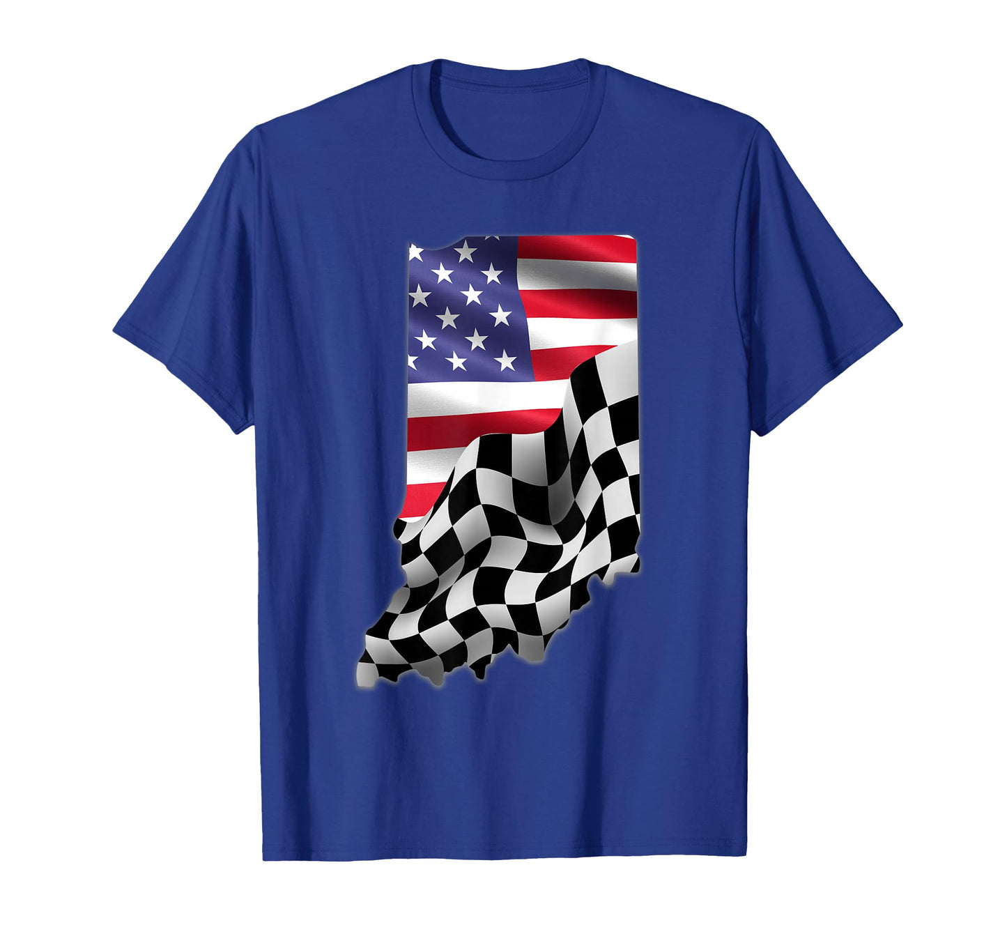 Indiana American Flag to Checkered Flag T-Shirt