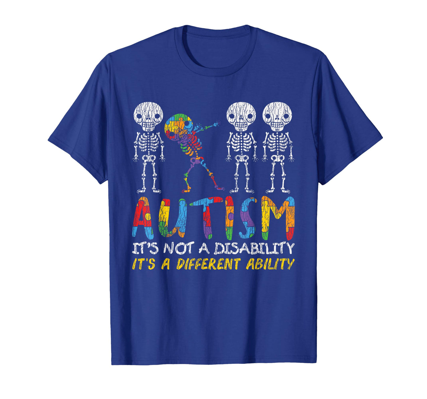 Autism Awerness - Skeleton Dabbing Autistic Kids Awareness T-Shirt