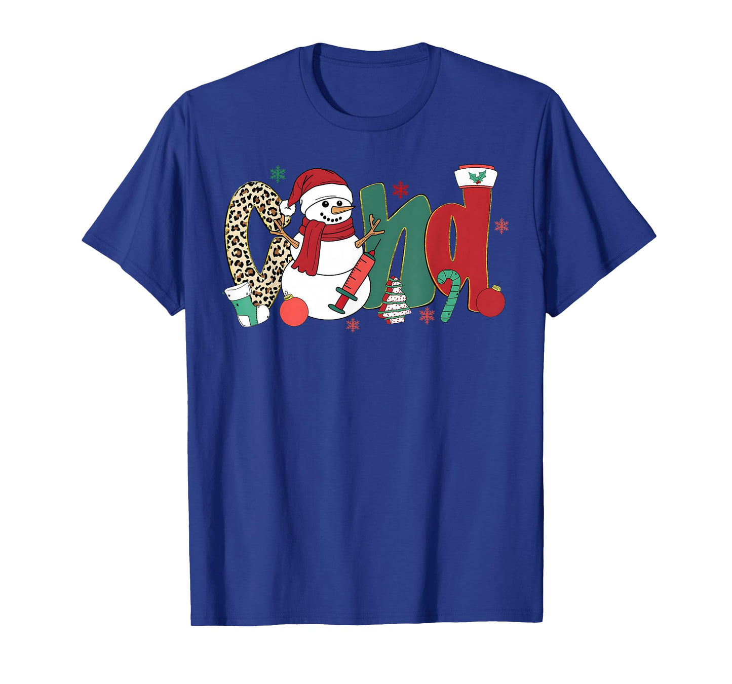CNA Nurse Snowman Merry Christmas Leopard Snowmies Men Women T-Shirt