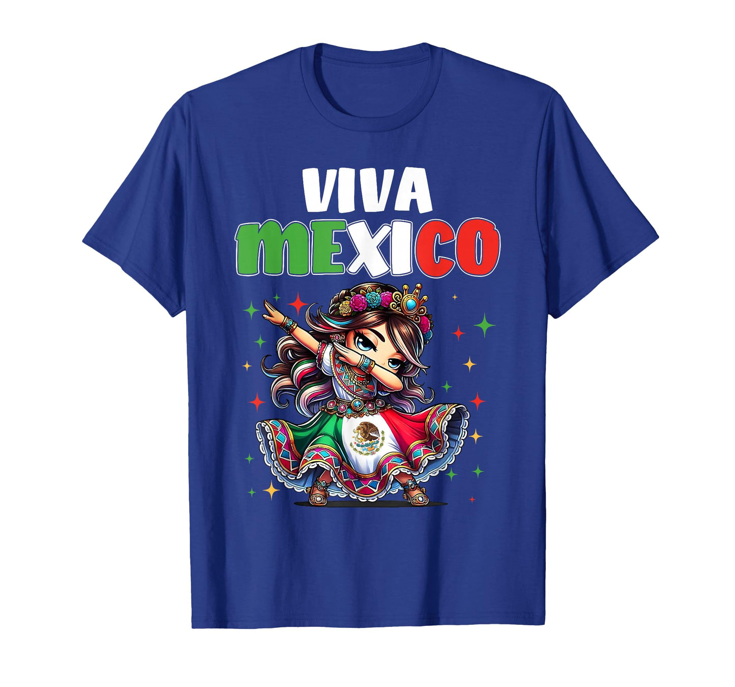 Viva Mexico Flag Mexican Pride Independence Dabbing Girl Kid T-Shirt
