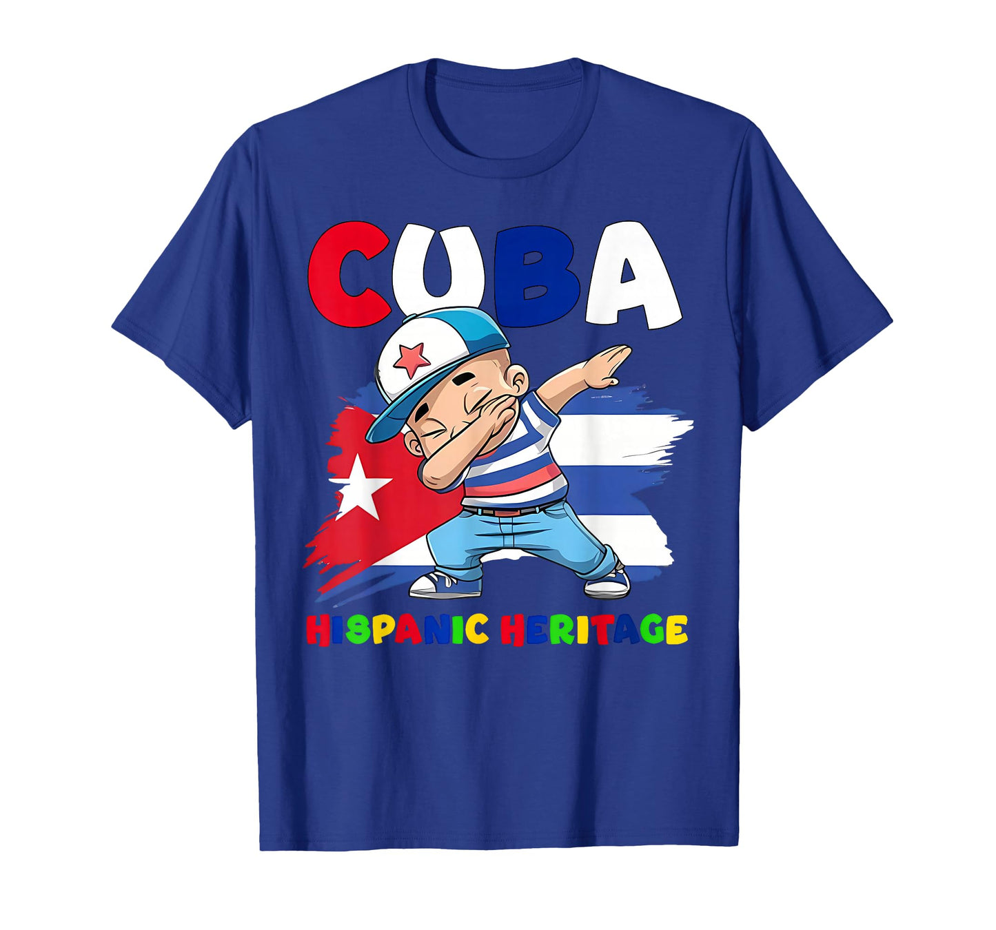 Hispanic Heritage Month Cuban Flag Cuba Dabbing Boy Kid T-Shirt