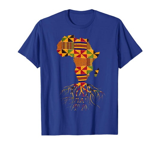 Cool Africa Map Shirt Traditional Kente Cloth African Roots T-Shirt