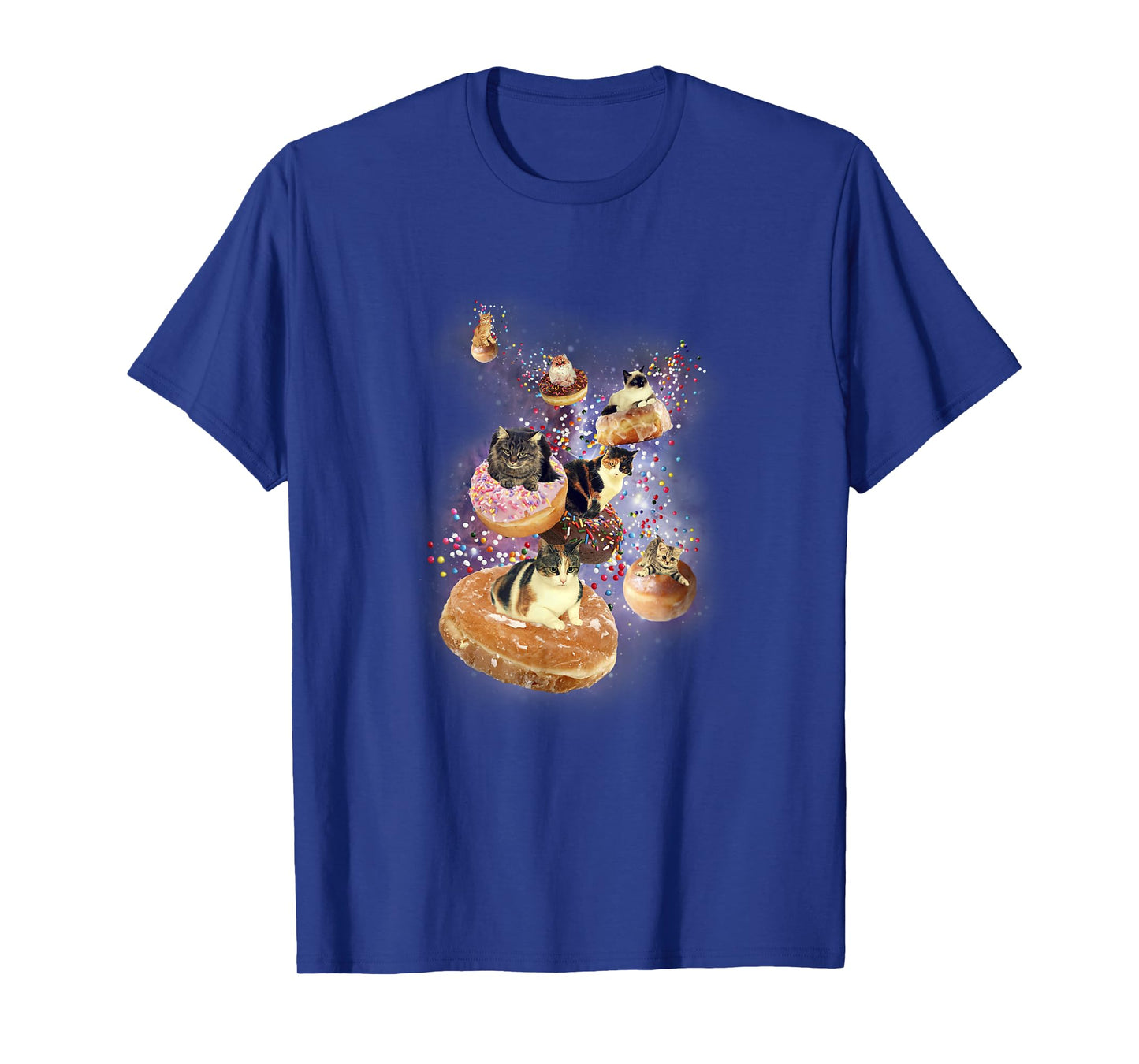 Trendy Cats Flying On Donuts In Space T-Shirt