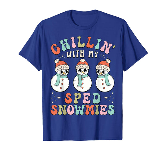 Chillin With My SPED Snowmies | Snowman Teacher Xmas Pajamas T-Shirt