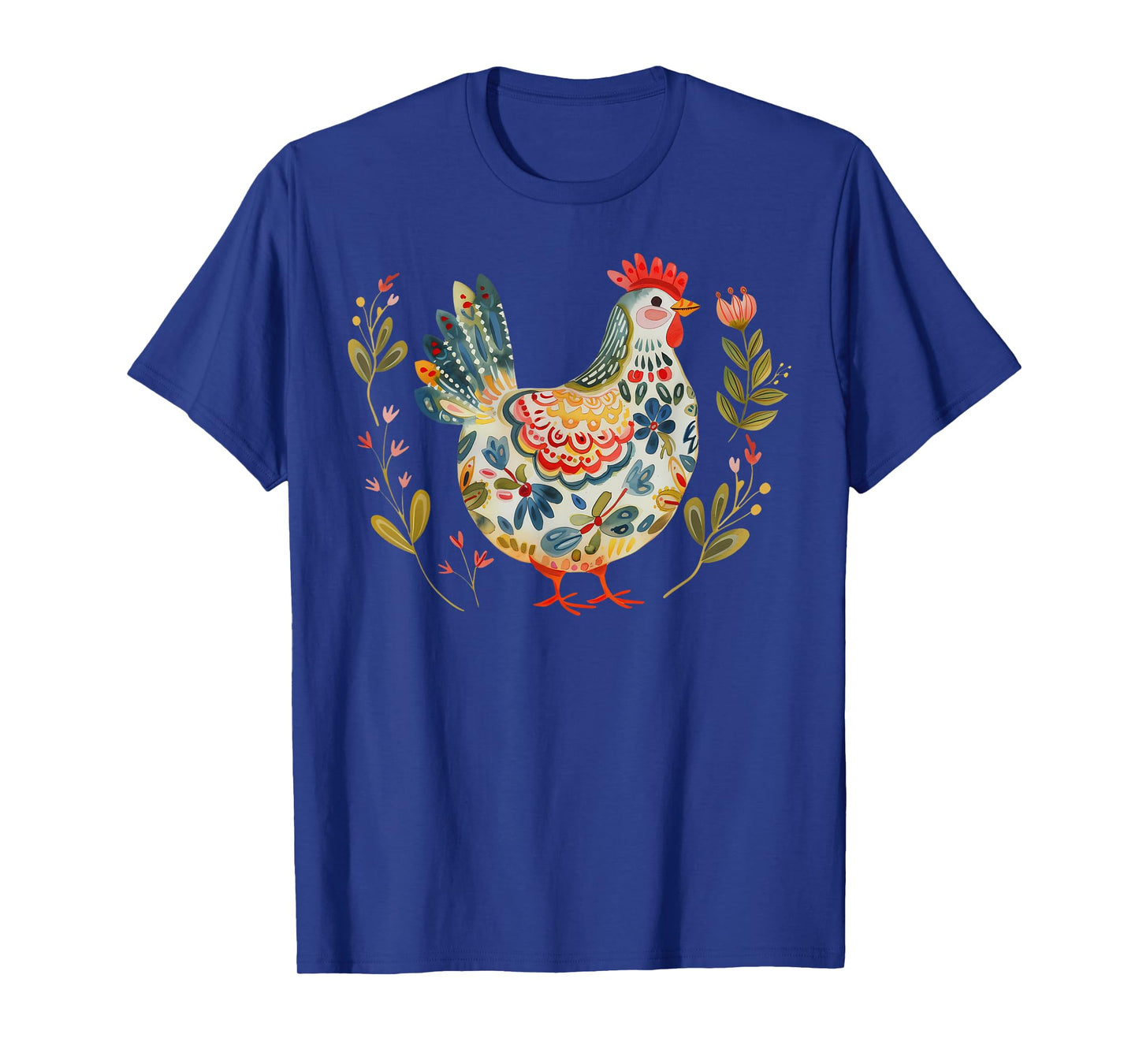 Chicken Boho Flower Folk Art Floral Farmer Chicken Lover T-Shirt