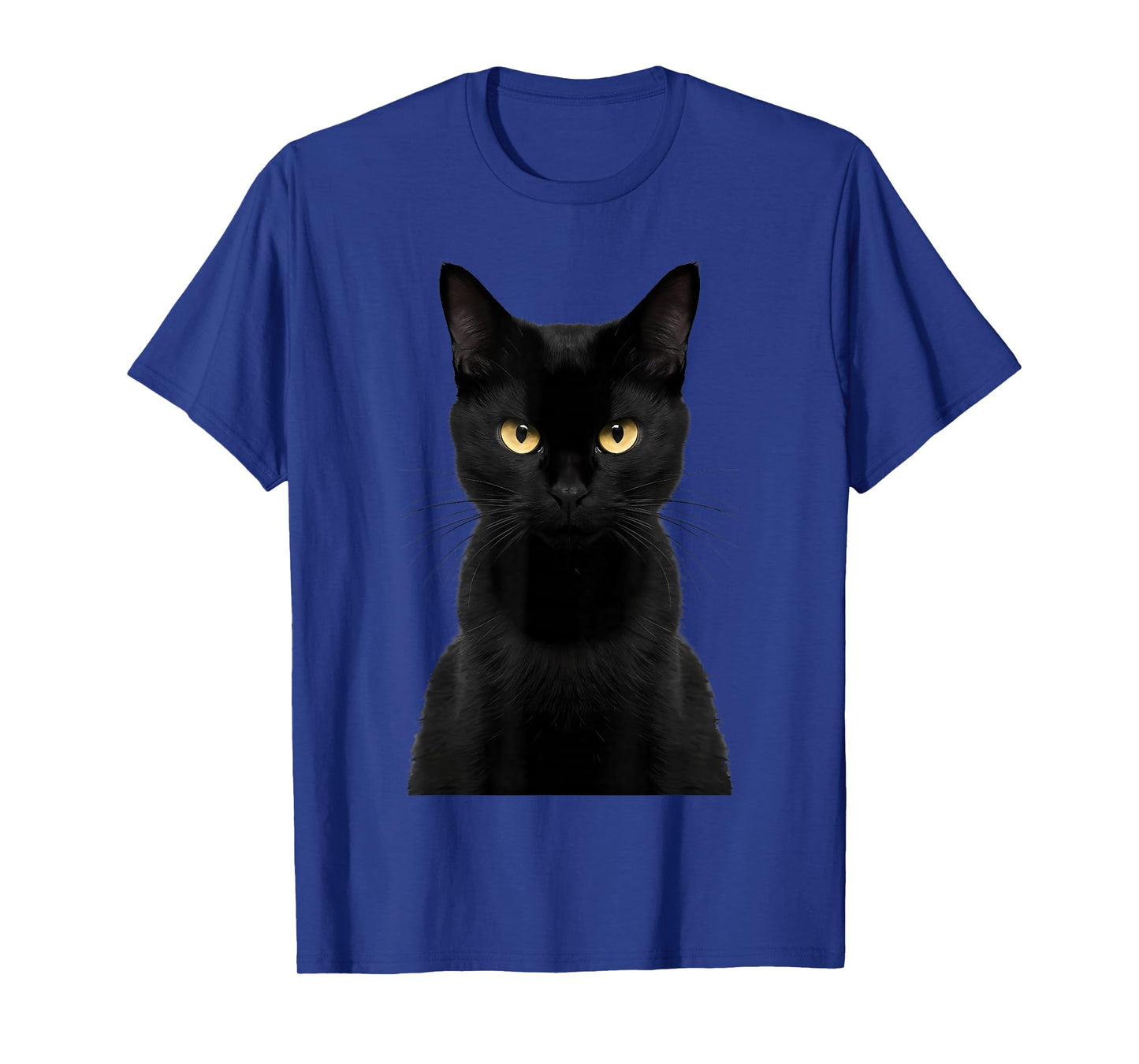 Black Cat Yellow Eyes Angry Cat Funny Staring Cat Halloween T-Shirt