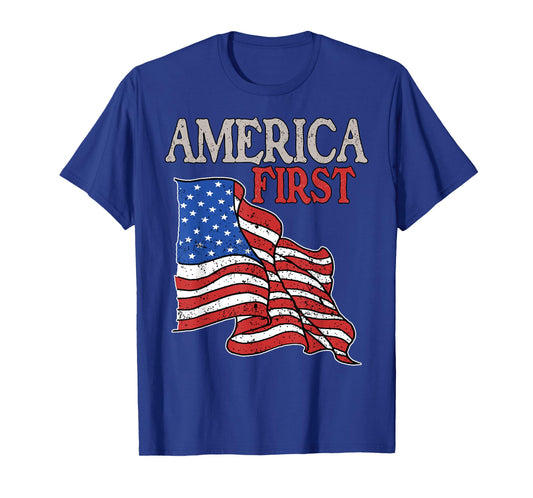 America first USA American patriot flag Memorial Day vintage T-Shirt