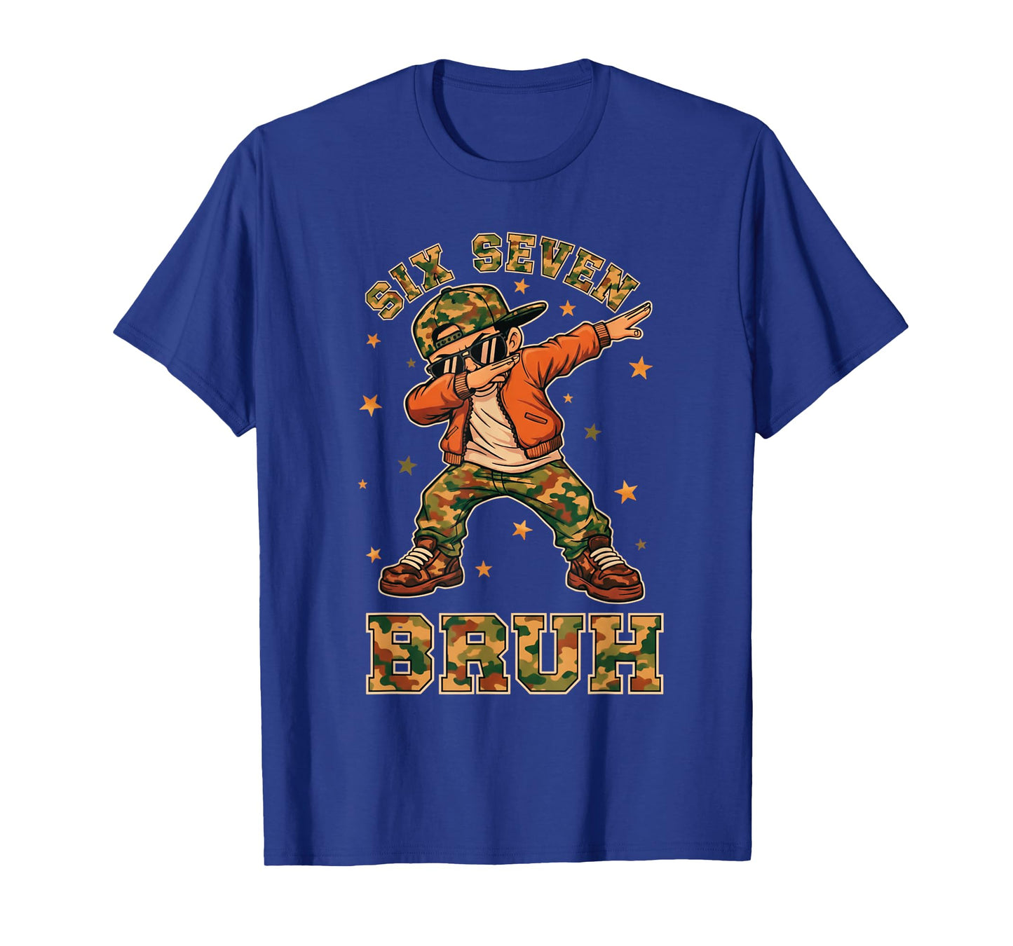Funny Six Seven Bruh Dabbing Camo Kid Meme T-Shirt