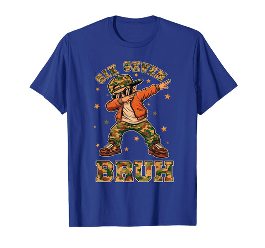 Funny Six Seven Bruh Dabbing Camo Kid Meme T-Shirt