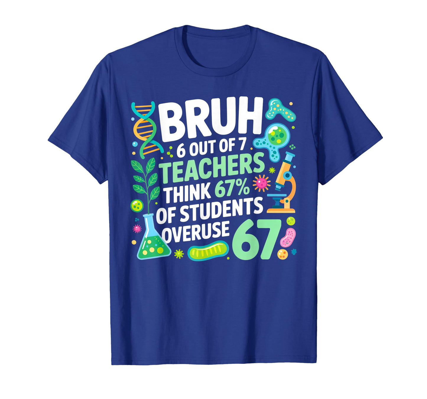 6 Out of 7 Teachers Think 67% of Students Overuse 67 Science T-Shirt