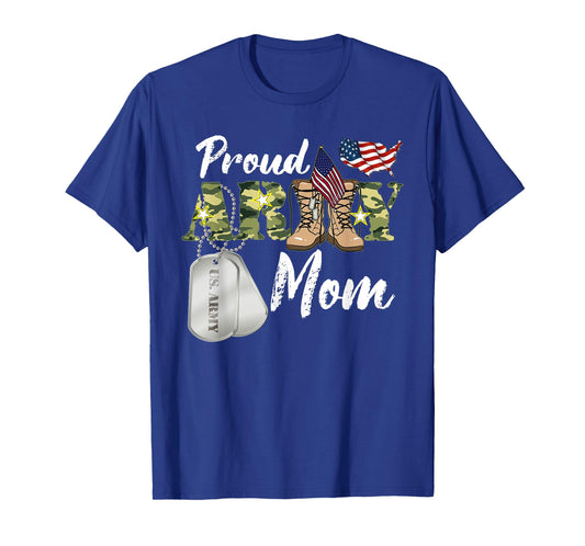 Mom Military Mom with Dog Tag US Flag T-Shirt for Men Women Kids