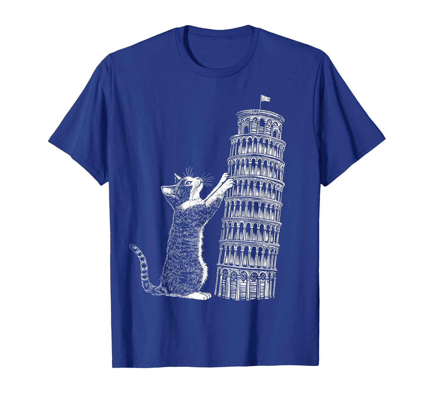 Cat Scratching the Leaning Tower of Pisa – Italy Funny Kitty T-Shirt