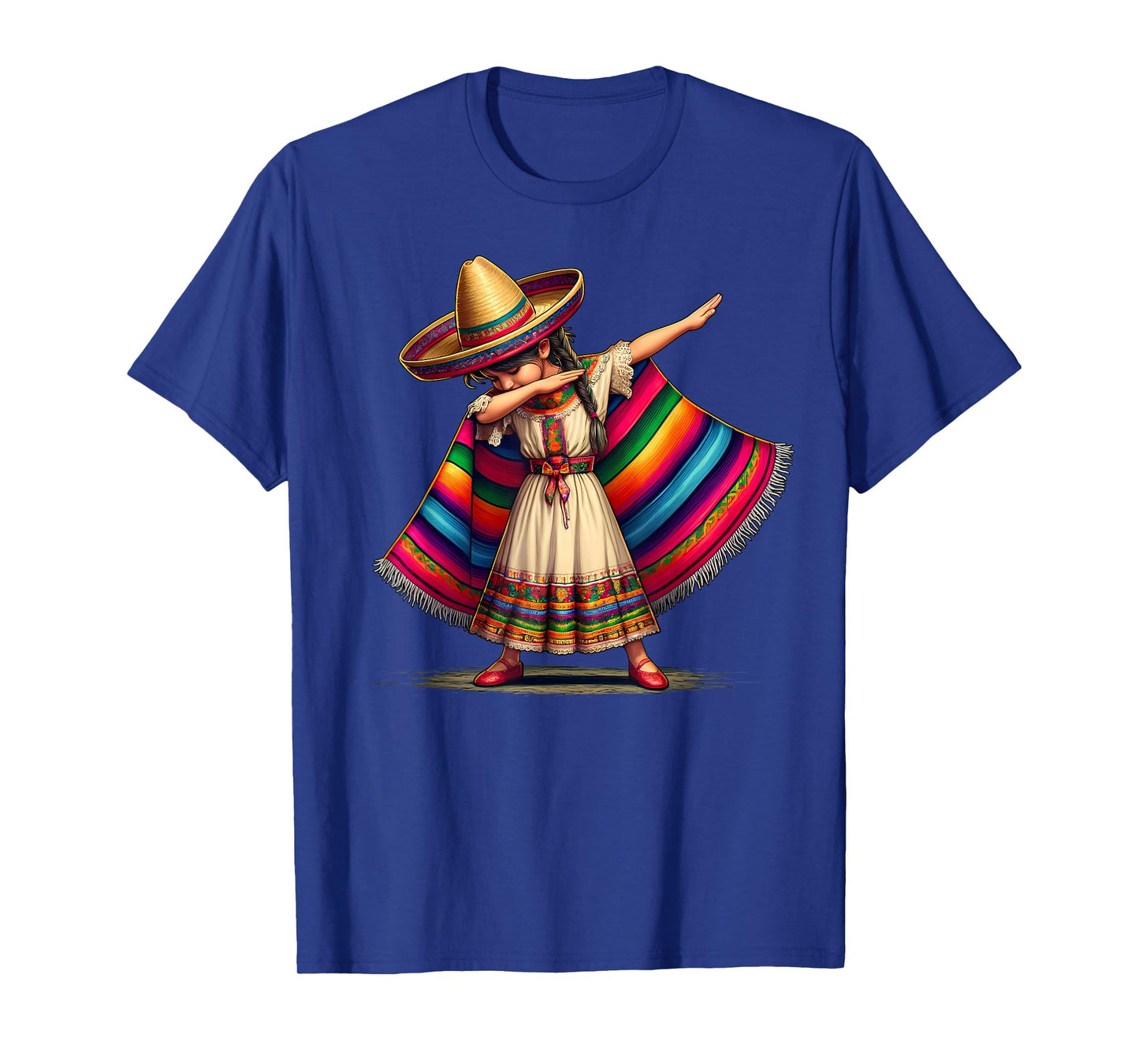 Funny Dabbing Mexican Poncho Sombrero Cinco de Mayo Girl T-Shirt
