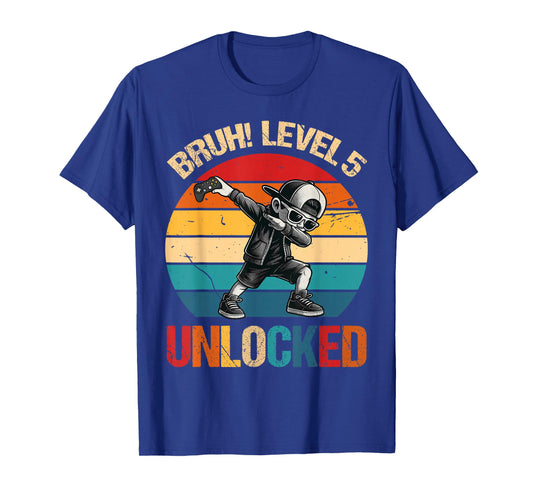 5 Years Old Dabbing Boy Bruh 5th Level Unlocked Birthday T-Shirt