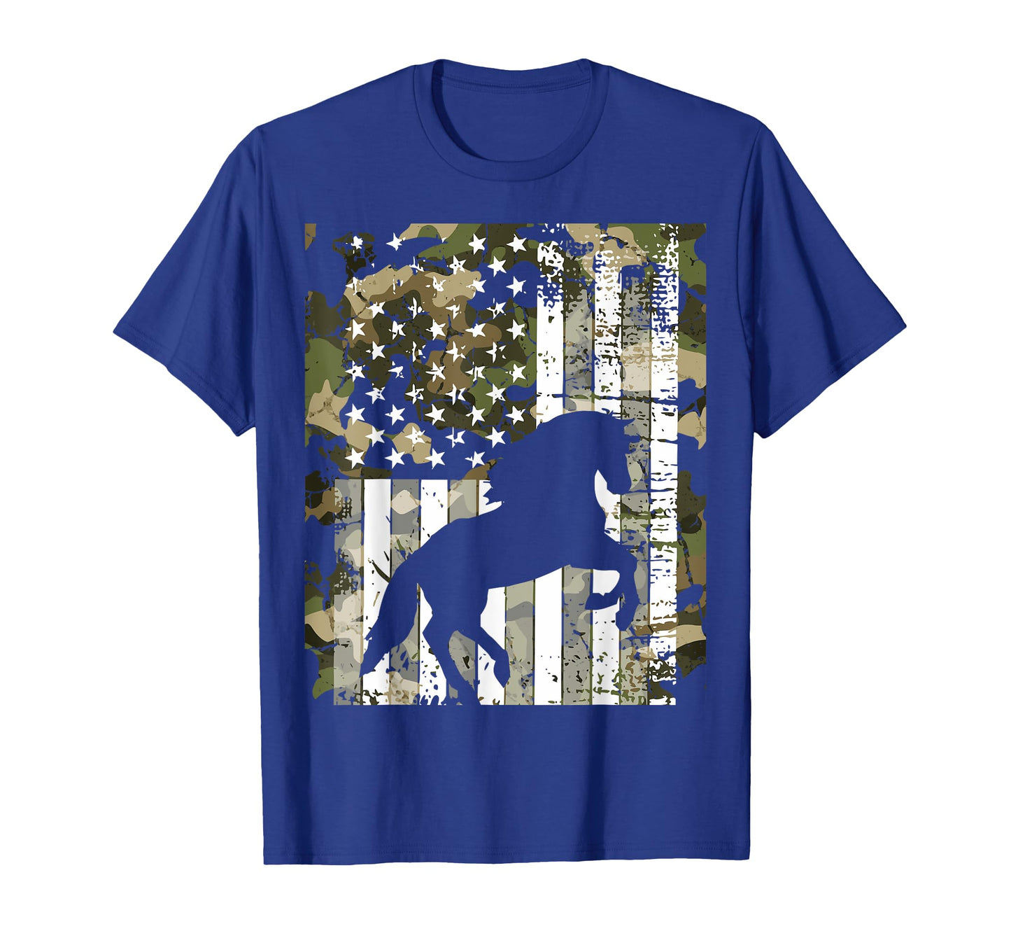 Camo US Flag Horse Camoflage Animal Vintage Design T-Shirt