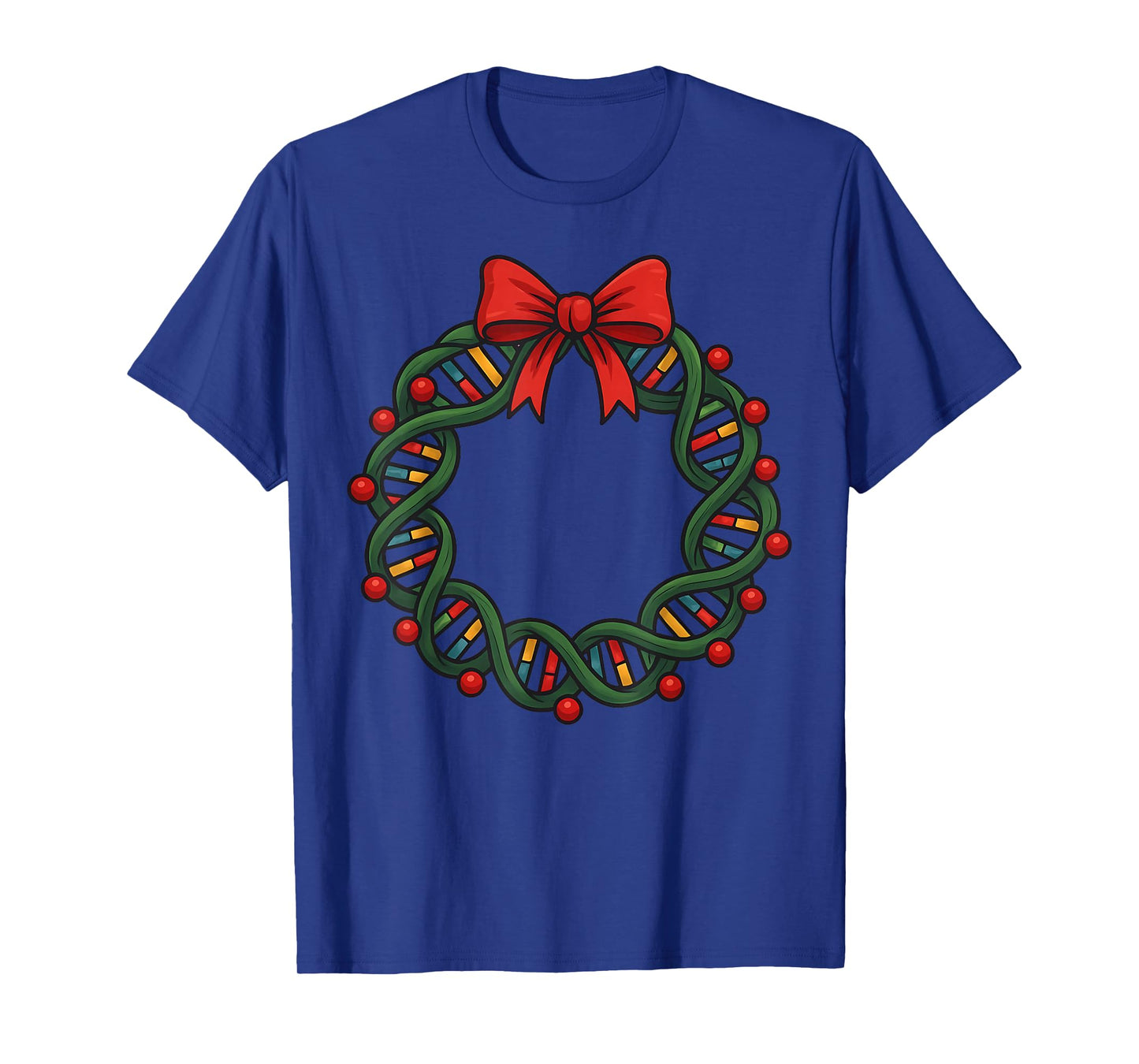DNA Double Helix Christmas Wreath Bow Science Biology Teach T-Shirt